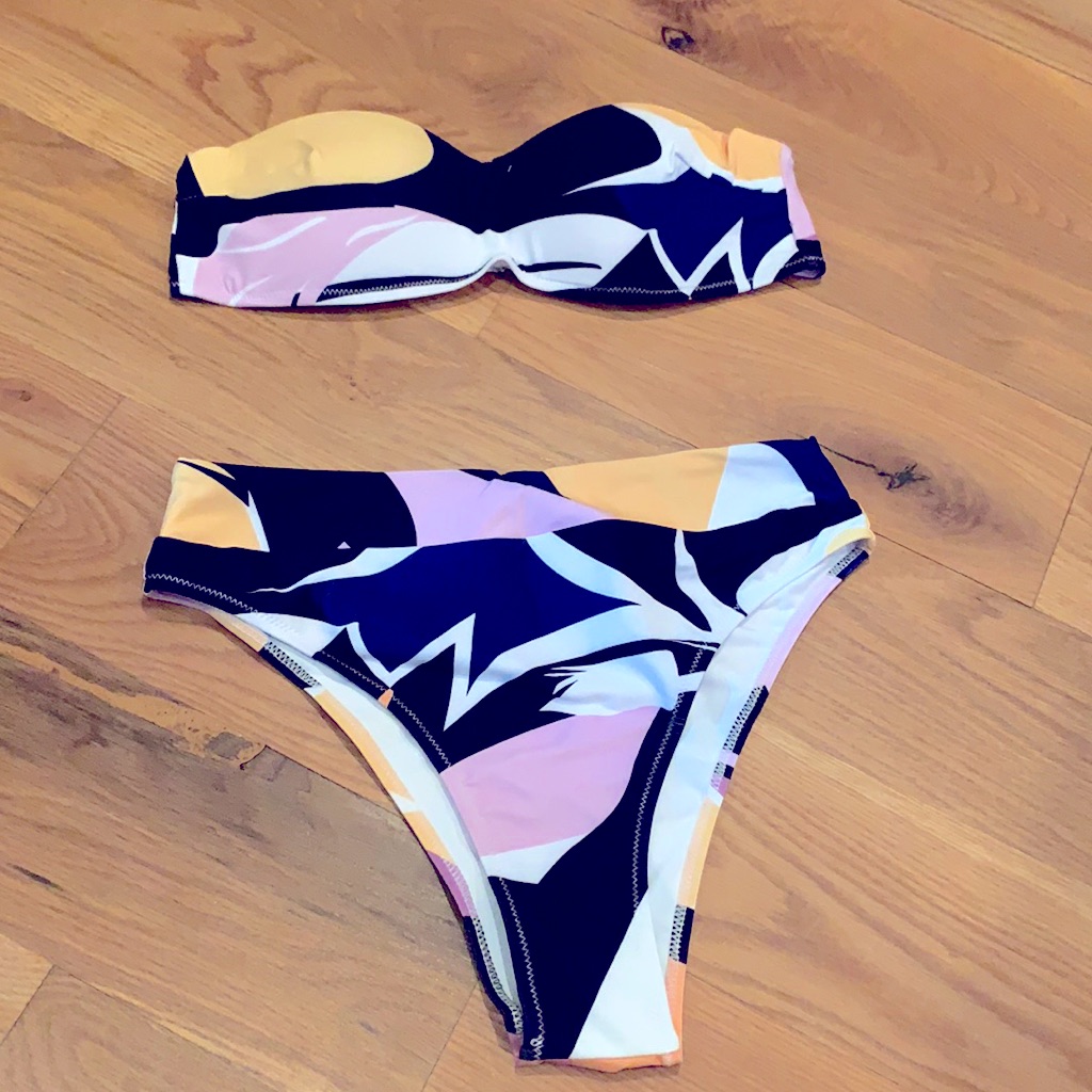 Nwt Swimgirls Strapless Geometric Swimsuit